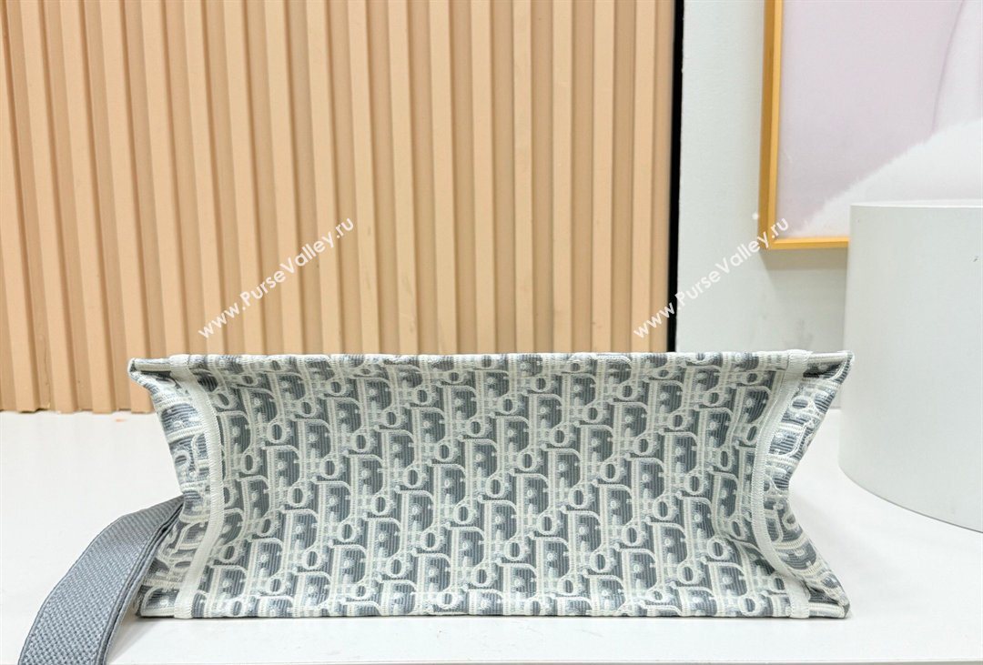 Dior Mens Medium Book Tote Bag in Latte White and Grey Dior Oblique Embroidery and White Lace 2026 8834 (BF-260408114)