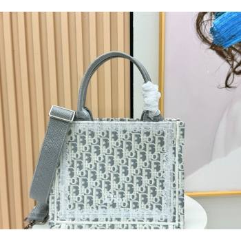 Dior Mens Small Book Tote Bag in Latte White and Grey Dior Oblique Embroidery and White Lace 2026 8833 (BF-260408115)
