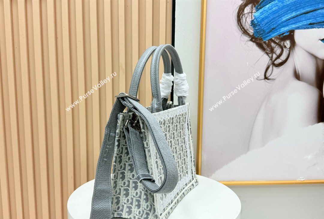 Dior Mens Small Book Tote Bag in Latte White and Grey Dior Oblique Embroidery and White Lace 2026 8833 (BF-260408115)
