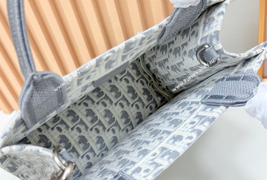 Dior Mens Small Book Tote Bag in Latte White and Grey Dior Oblique Embroidery and White Lace 2026 8833 (BF-260408115)