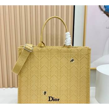 Dior Mens Large Book Tote Bag in Cannage Embroidery and Bees Gold-Tone 2026 8833 (BF-260408116)