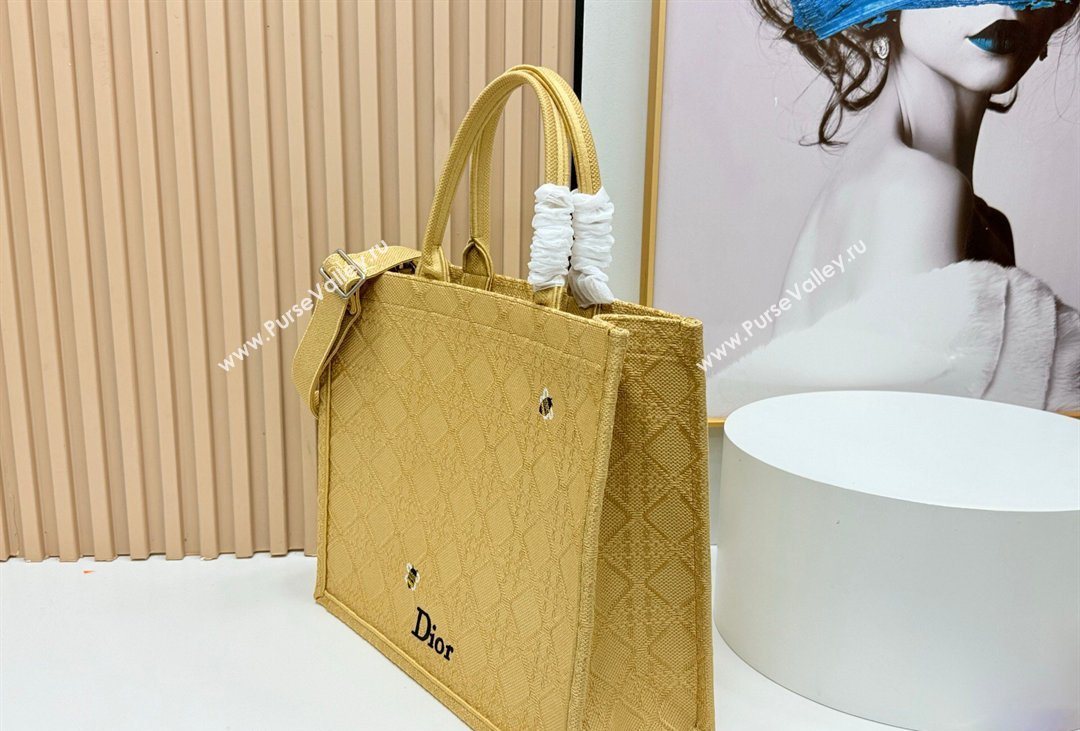 Dior Mens Large Book Tote Bag in Cannage Embroidery and Bees Gold-Tone 2026 8833 (BF-260408116)