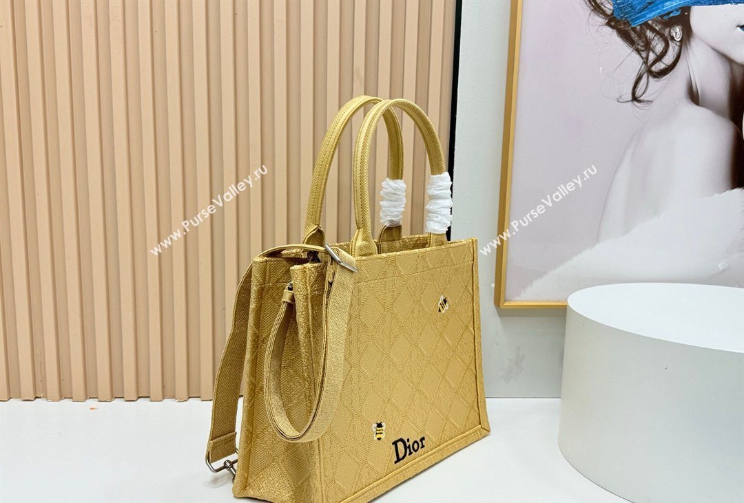 Dior Mens Medium Book Tote Bag in Cannage Embroidery and Bees Gold-Tone 2026 8833 (BF-260408117)