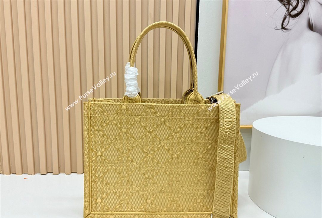 Dior Mens Medium Book Tote Bag in Cannage Embroidery and Bees Gold-Tone 2026 8833 (BF-260408117)