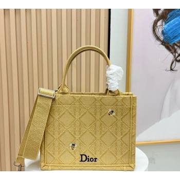 Dior Mens Small Book Tote Bag in Cannage Embroidery and Bees Gold-Tone 2026 8833 (BF-260408118)