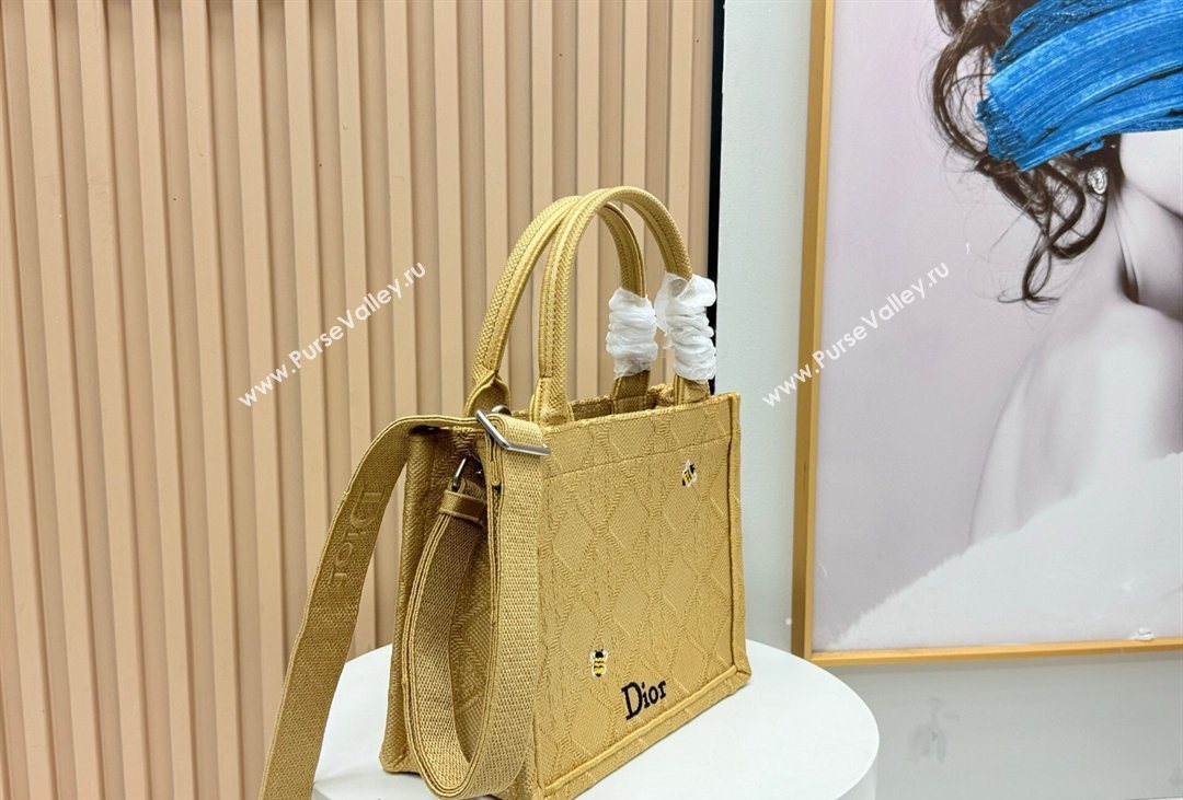 Dior Mens Small Book Tote Bag in Cannage Embroidery and Bees Gold-Tone 2026 8833 (BF-260408118)