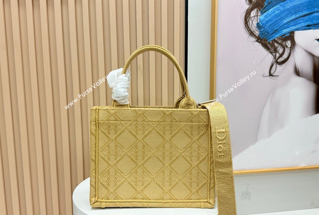 Dior Mens Small Book Tote Bag in Cannage Embroidery and Bees Gold-Tone 2026 8833 (BF-260408118)