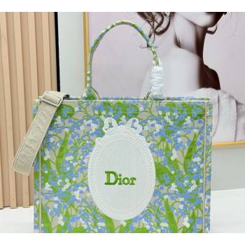 Dior Mens Large Book Tote Bag in Multicolor Blue of the Valley Embroidery with Dior Medaillon 2026 8833 (BF-260408119)