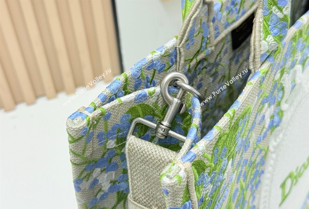Dior Mens Large Book Tote Bag in Multicolor Blue of the Valley Embroidery with Dior Medaillon 2026 8833 (BF-260408119)