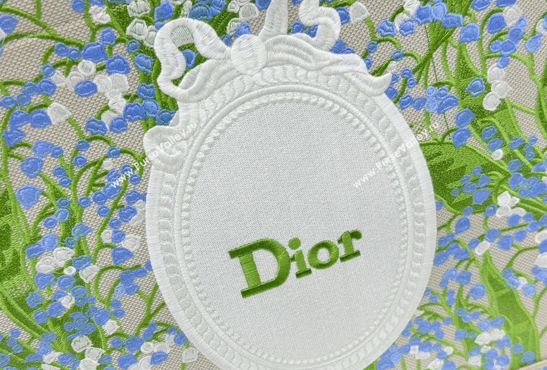 Dior Mens Large Book Tote Bag in Multicolor Blue of the Valley Embroidery with Dior Medaillon 2026 8833 (BF-260408119)