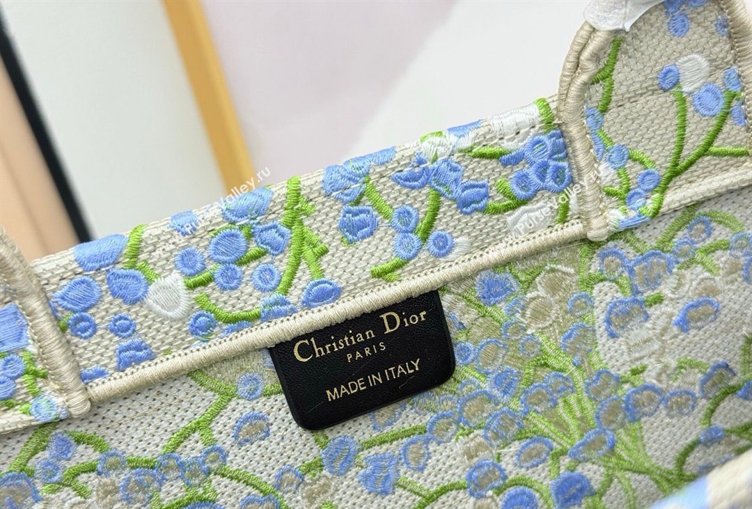 Dior Mens Large Book Tote Bag in Multicolor Blue of the Valley Embroidery with Dior Medaillon 2026 8833 (BF-260408119)