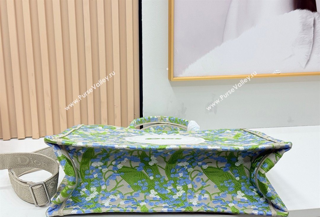 Dior Mens Large Book Tote Bag in Multicolor Blue of the Valley Embroidery with Dior Medaillon 2026 8833 (BF-260408119)