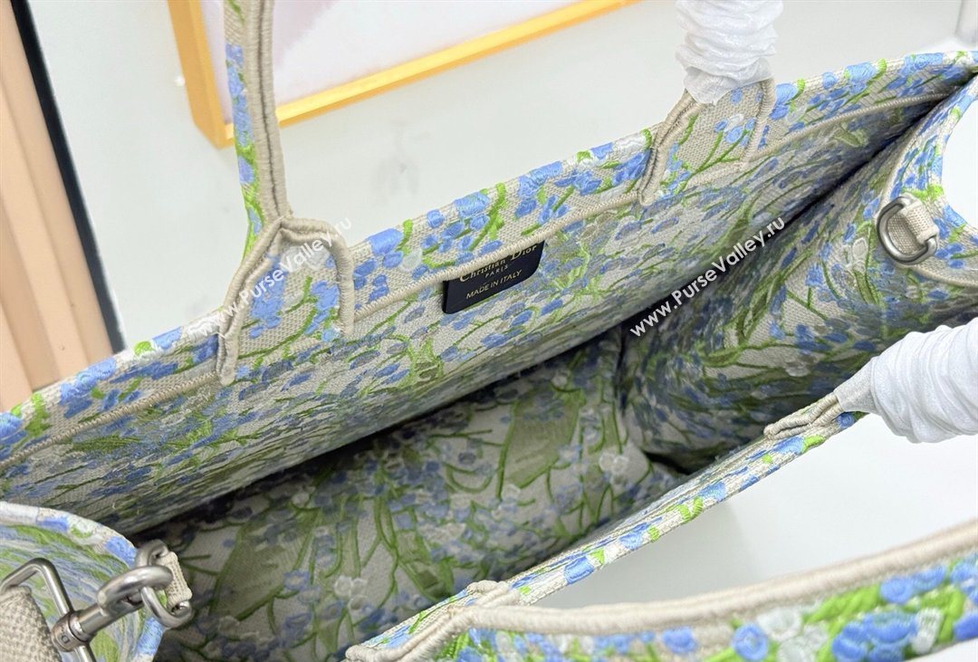 Dior Mens Large Book Tote Bag in Multicolor Blue of the Valley Embroidery with Dior Medaillon 2026 8833 (BF-260408119)