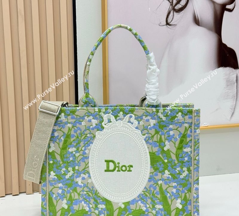 Dior Mens Medium Book Tote Bag in Multicolor Blue of the Valley Embroidery with Dior Medaillon 2026 8834 (BF-260408120)