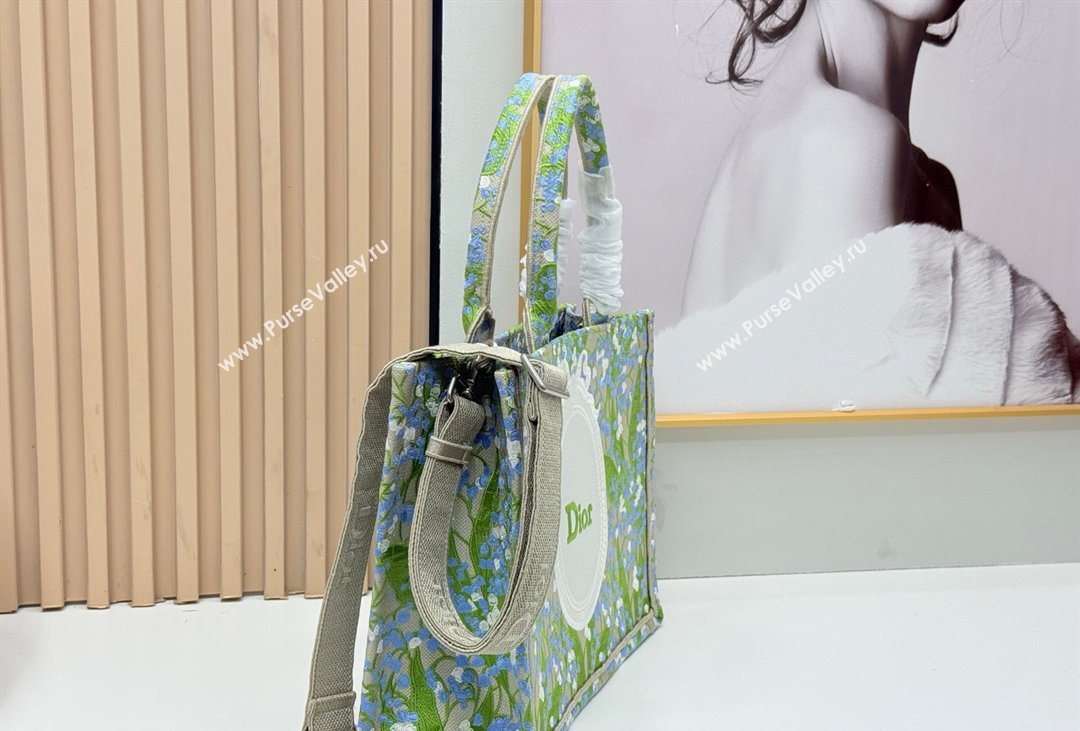 Dior Mens Medium Book Tote Bag in Multicolor Blue of the Valley Embroidery with Dior Medaillon 2026 8834 (BF-260408120)