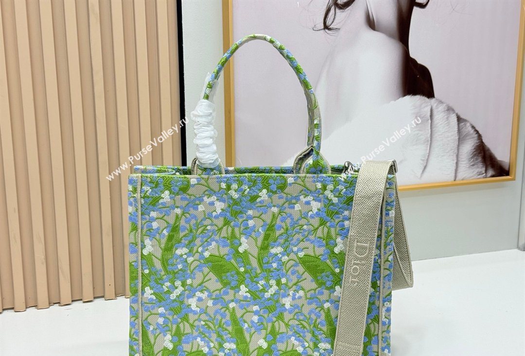 Dior Mens Medium Book Tote Bag in Multicolor Blue of the Valley Embroidery with Dior Medaillon 2026 8834 (BF-260408120)