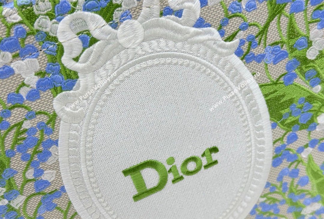 Dior Mens Medium Book Tote Bag in Multicolor Blue of the Valley Embroidery with Dior Medaillon 2026 8834 (BF-260408120)
