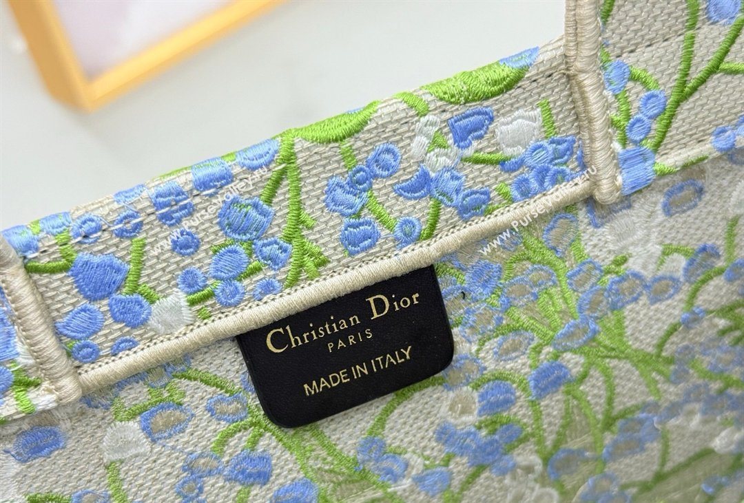 Dior Mens Medium Book Tote Bag in Multicolor Blue of the Valley Embroidery with Dior Medaillon 2026 8834 (BF-260408120)