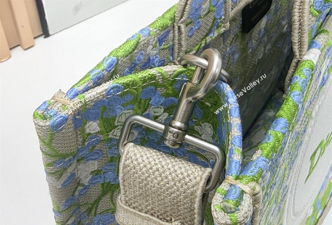 Dior Mens Medium Book Tote Bag in Multicolor Blue of the Valley Embroidery with Dior Medaillon 2026 8834 (BF-260408120)