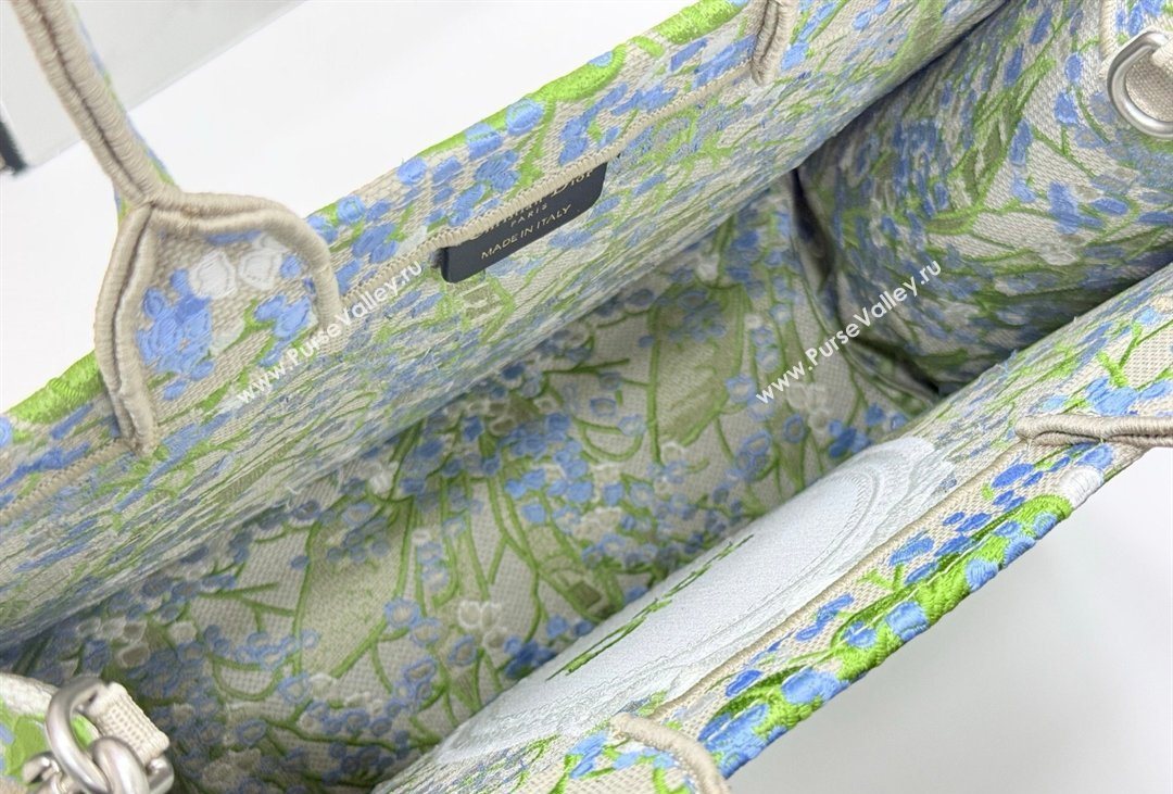 Dior Mens Medium Book Tote Bag in Multicolor Blue of the Valley Embroidery with Dior Medaillon 2026 8834 (BF-260408120)