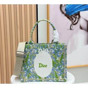 Dior Mens Small Book Tote Bag in Multicolor Blue of the Valley Embroidery with Dior Medaillon 2026 8835 (BF-260408121)