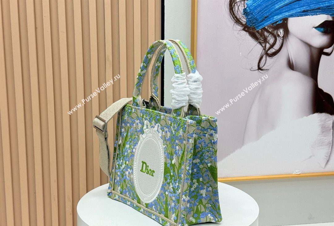 Dior Mens Small Book Tote Bag in Multicolor Blue of the Valley Embroidery with Dior Medaillon 2026 8835 (BF-260408121)