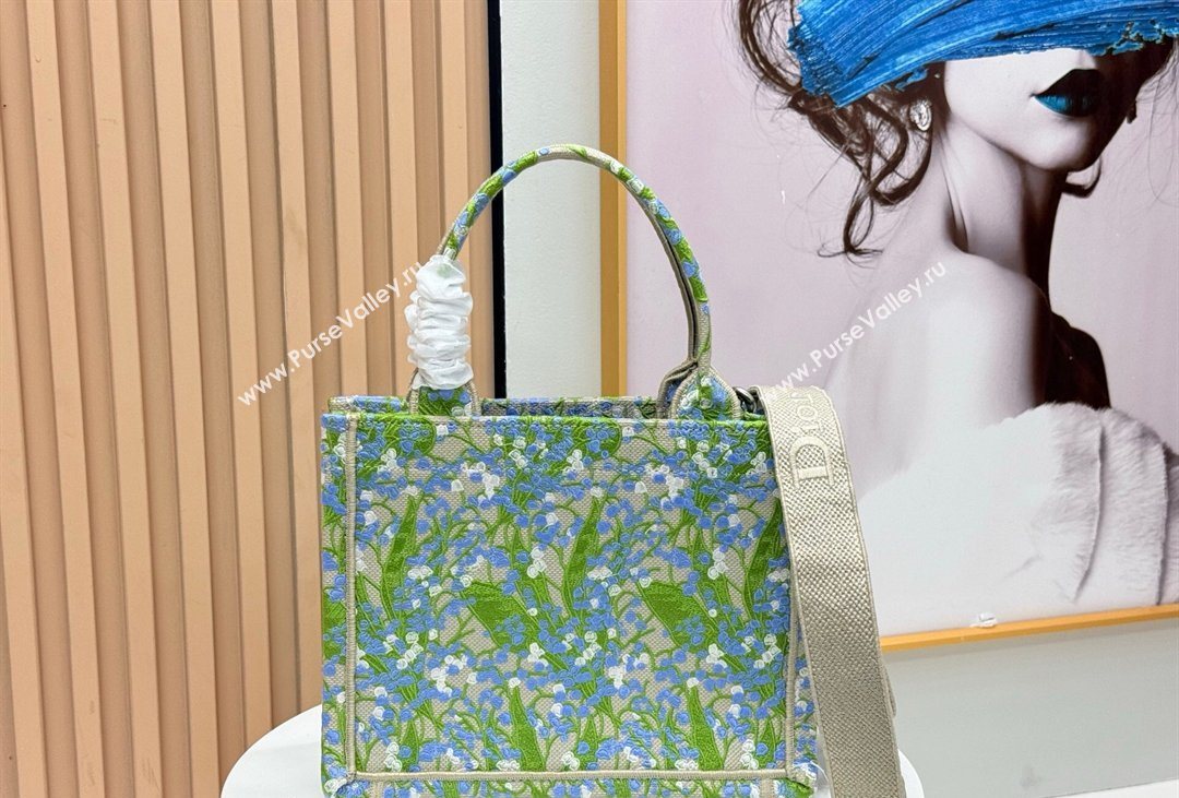 Dior Mens Small Book Tote Bag in Multicolor Blue of the Valley Embroidery with Dior Medaillon 2026 8835 (BF-260408121)