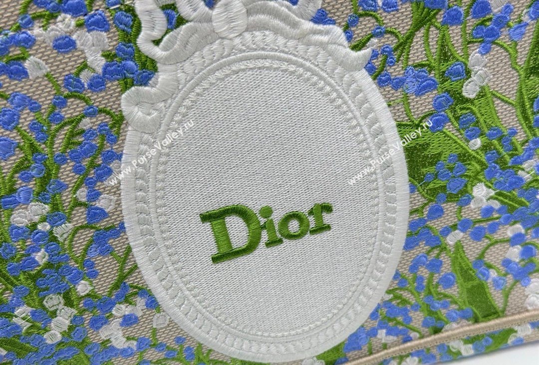 Dior Mens Small Book Tote Bag in Multicolor Blue of the Valley Embroidery with Dior Medaillon 2026 8835 (BF-260408121)