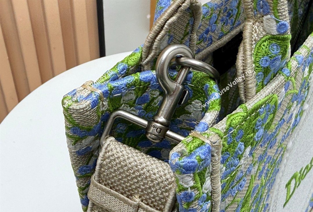 Dior Mens Small Book Tote Bag in Multicolor Blue of the Valley Embroidery with Dior Medaillon 2026 8835 (BF-260408121)