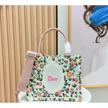 Dior Small Book Tote Bag in White Multicolor Daisy Garden Embroidery with Dior Medaillon 2026 8835 (BF-260408124)