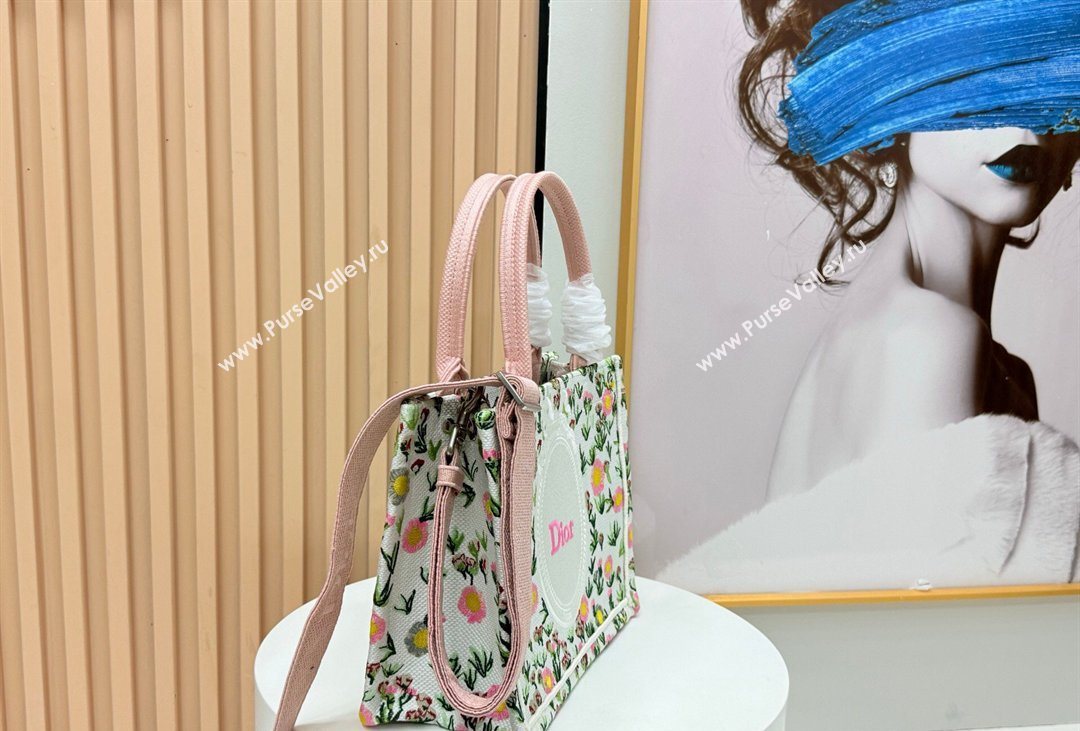 Dior Small Book Tote Bag in White Multicolor Daisy Garden Embroidery with Dior Medaillon 2026 8835 (BF-260408124)