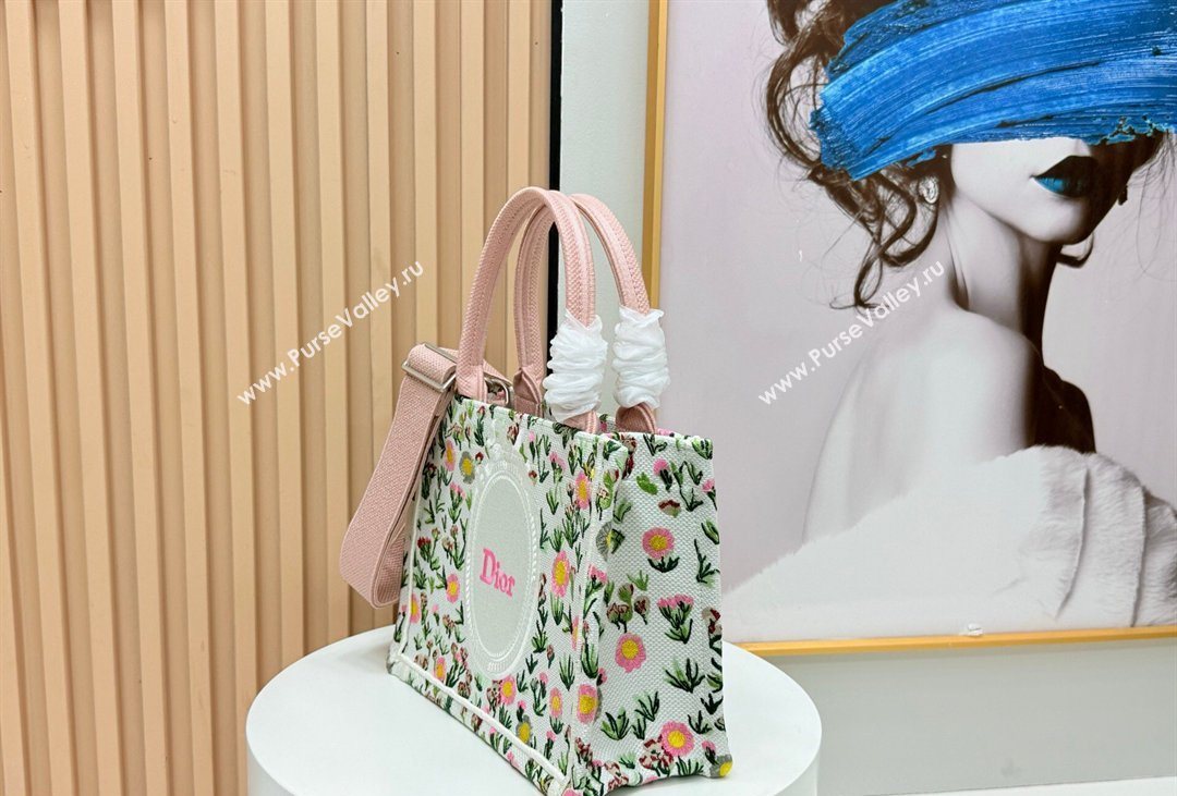 Dior Small Book Tote Bag in White Multicolor Daisy Garden Embroidery with Dior Medaillon 2026 8835 (BF-260408124)
