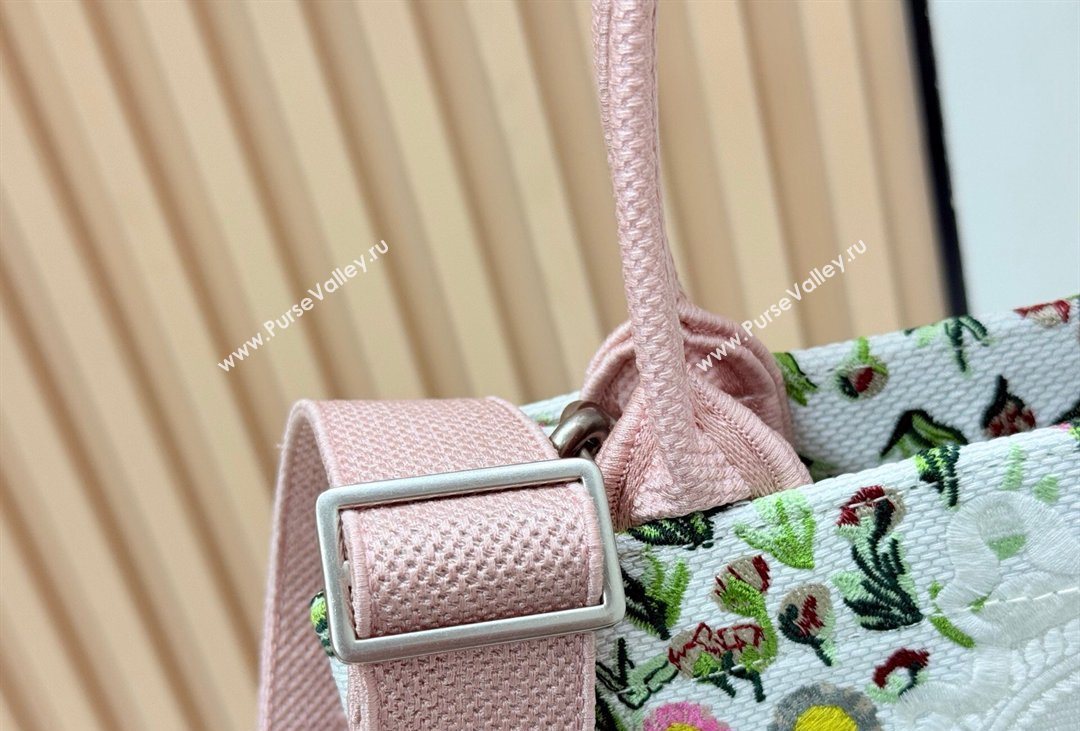 Dior Small Book Tote Bag in White Multicolor Daisy Garden Embroidery with Dior Medaillon 2026 8835 (BF-260408124)