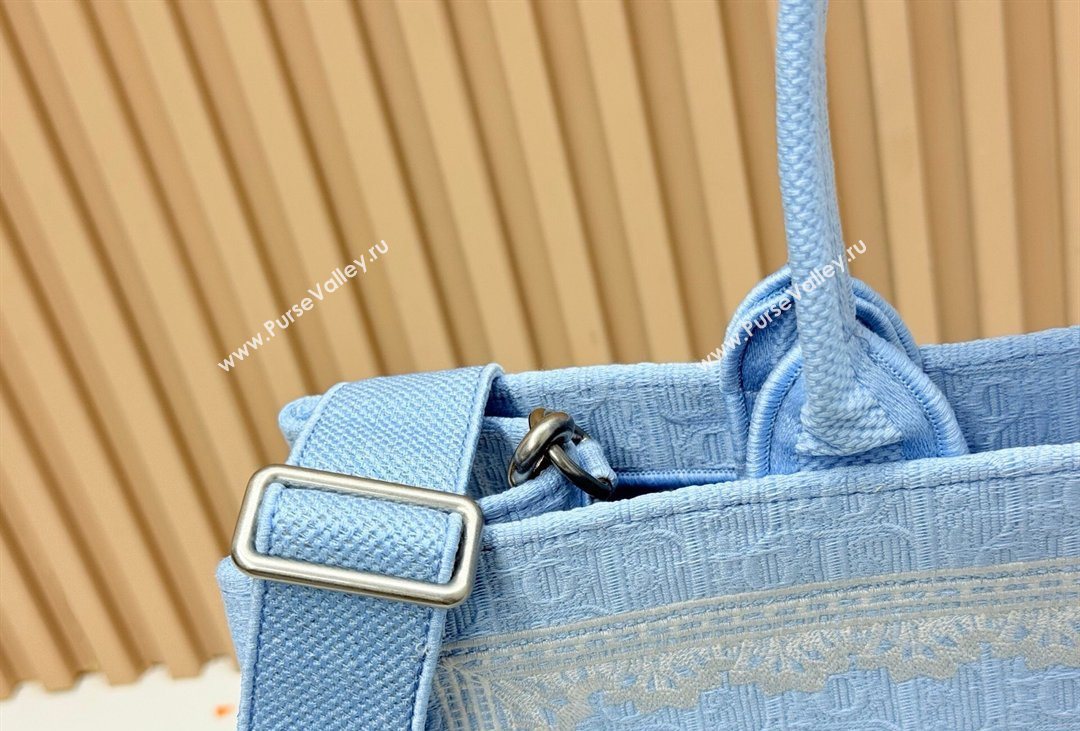 Dior Mens Large Book Tote Bag in Celeste Blue Dior Oblique Embroidery with White Lace and Dior Medaillon 2026 8833 (BF-260408125