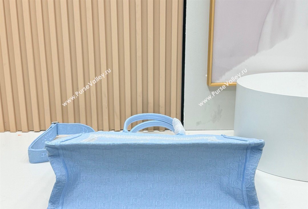 Dior Mens Large Book Tote Bag in Celeste Blue Dior Oblique Embroidery with White Lace and Dior Medaillon 2026 8833 (BF-260408125