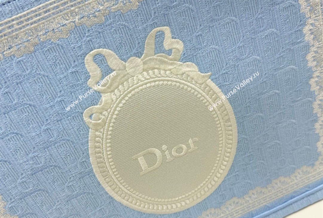 Dior Mens Medium Book Tote Bag in Celeste Blue Dior Oblique Embroidery with White Lace and Dior Medaillon 2026 8834 (BF-26040812