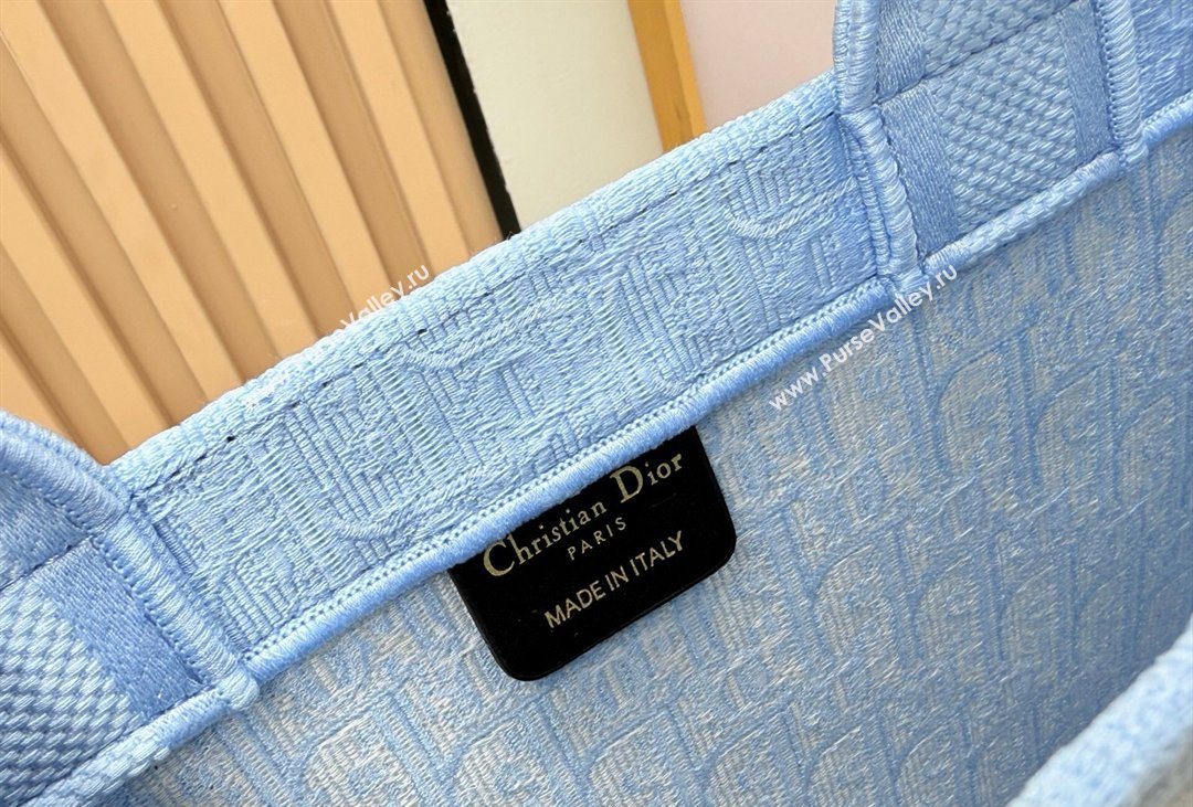 Dior Mens Medium Book Tote Bag in Celeste Blue Dior Oblique Embroidery with White Lace and Dior Medaillon 2026 8834 (BF-26040812