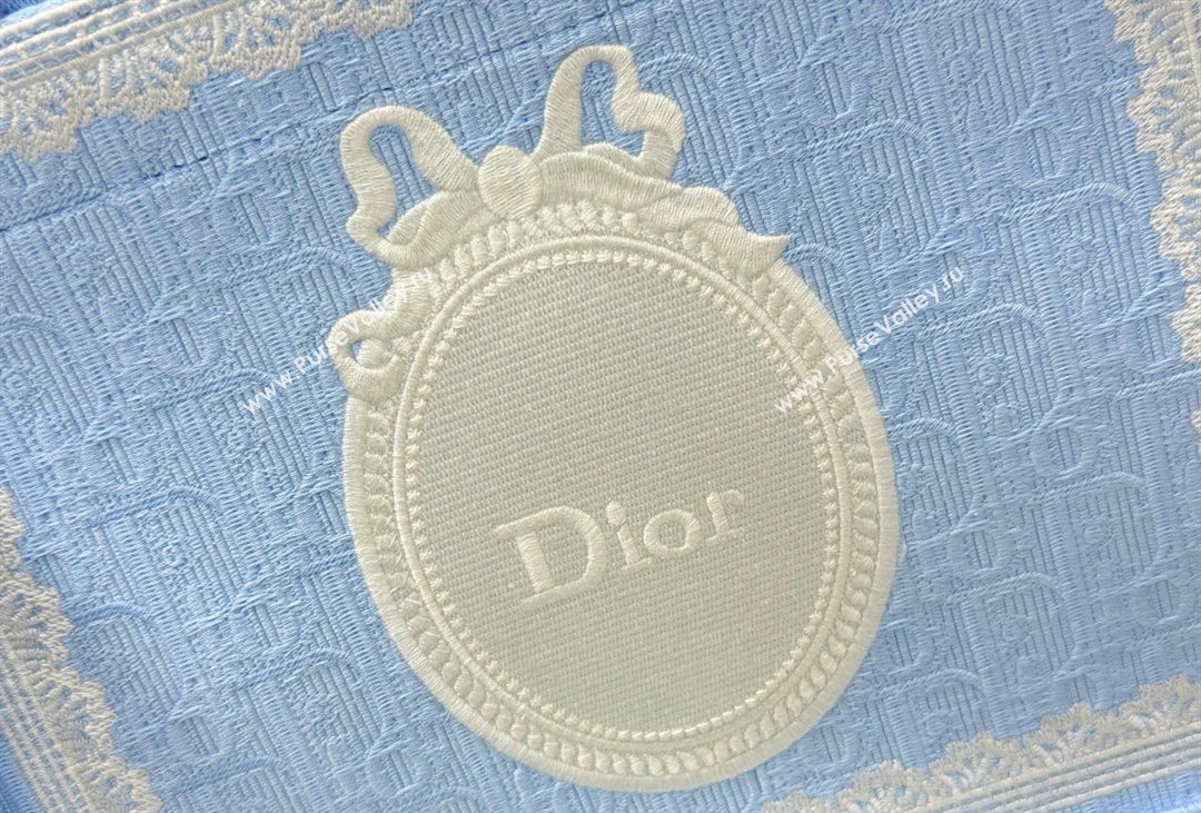 Dior Mens Small Book Tote Bag in Celeste Blue Dior Oblique Embroidery with White Lace and Dior Medaillon 2026 8835 (BF-260408127