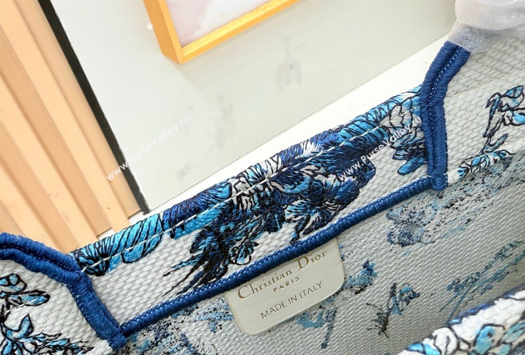 Dior Mens Medium Book Tote Bag in Blue Toile de Jouy Floral Garden Embroidery and White Dior Medaillon 2026 8834 (BF-260408129)