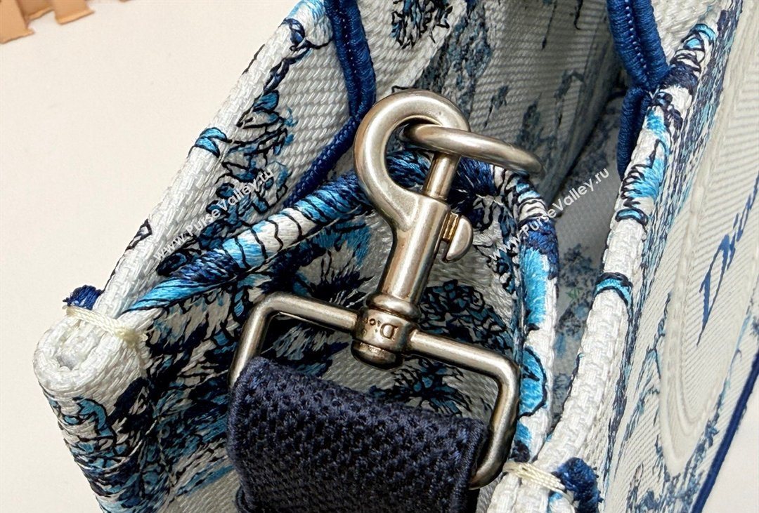 Dior Mens Medium Book Tote Bag in Blue Toile de Jouy Floral Garden Embroidery and White Dior Medaillon 2026 8834 (BF-260408129)
