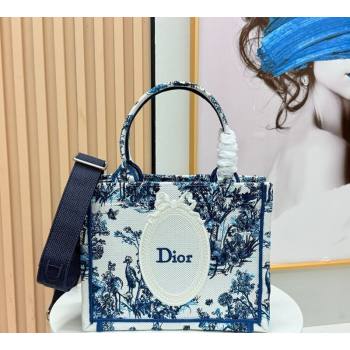 Dior Mens Small Book Tote Bag in Blue Toile de Jouy Floral Garden Embroidery and White Dior Medaillon 2026 8835 (BF-260408130)