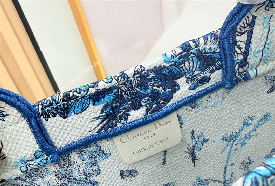 Dior Mens Small Book Tote Bag in Blue Toile de Jouy Floral Garden Embroidery and White Dior Medaillon 2026 8835 (BF-260408130)