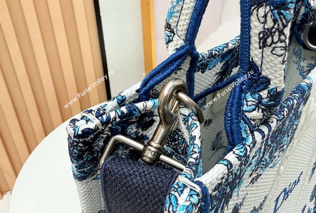 Dior Mens Small Book Tote Bag in Blue Toile de Jouy Floral Garden Embroidery and White Dior Medaillon 2026 8835 (BF-260408130)