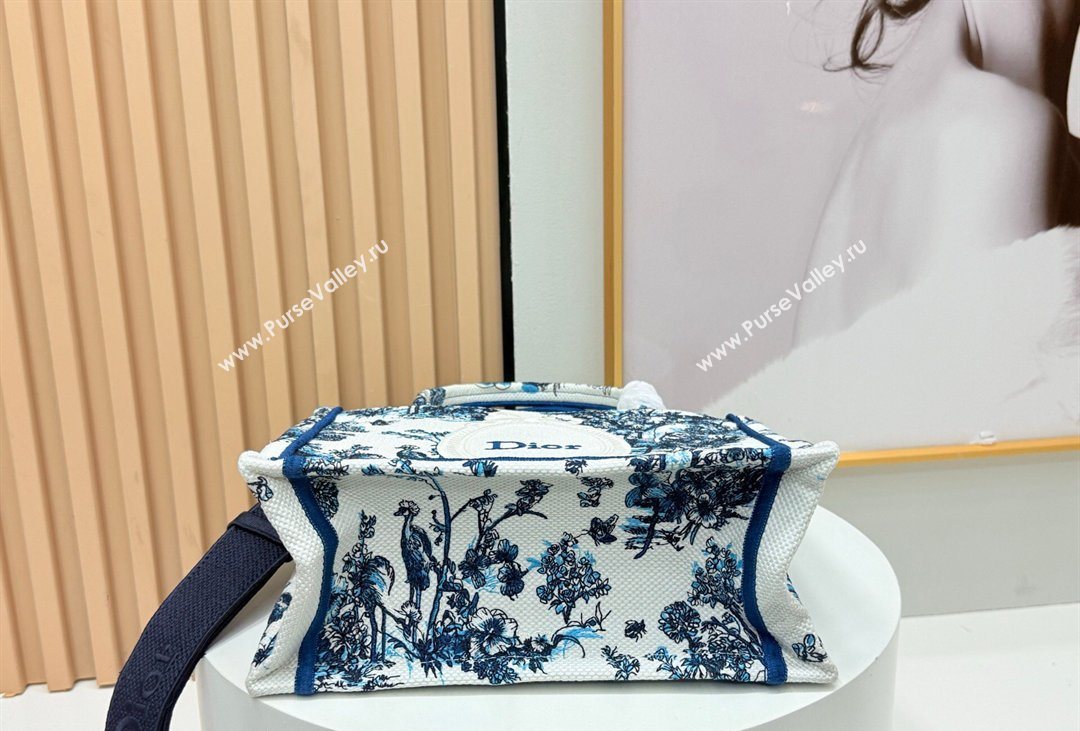 Dior Mens Small Book Tote Bag in Blue Toile de Jouy Floral Garden Embroidery and White Dior Medaillon 2026 8835 (BF-260408130)
