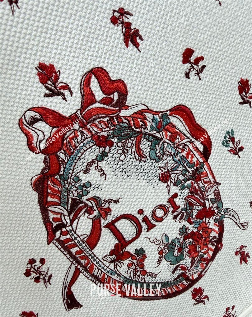 Dior Large Book Tote Bag in White Revolution Flowers Embroidery with Dior Medaillon 2026 8833 (BF-260408131)