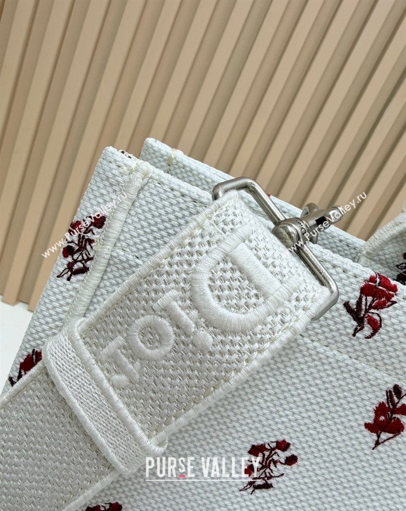 Dior Large Book Tote Bag in White Revolution Flowers Embroidery with Dior Medaillon 2026 8833 (BF-260408131)