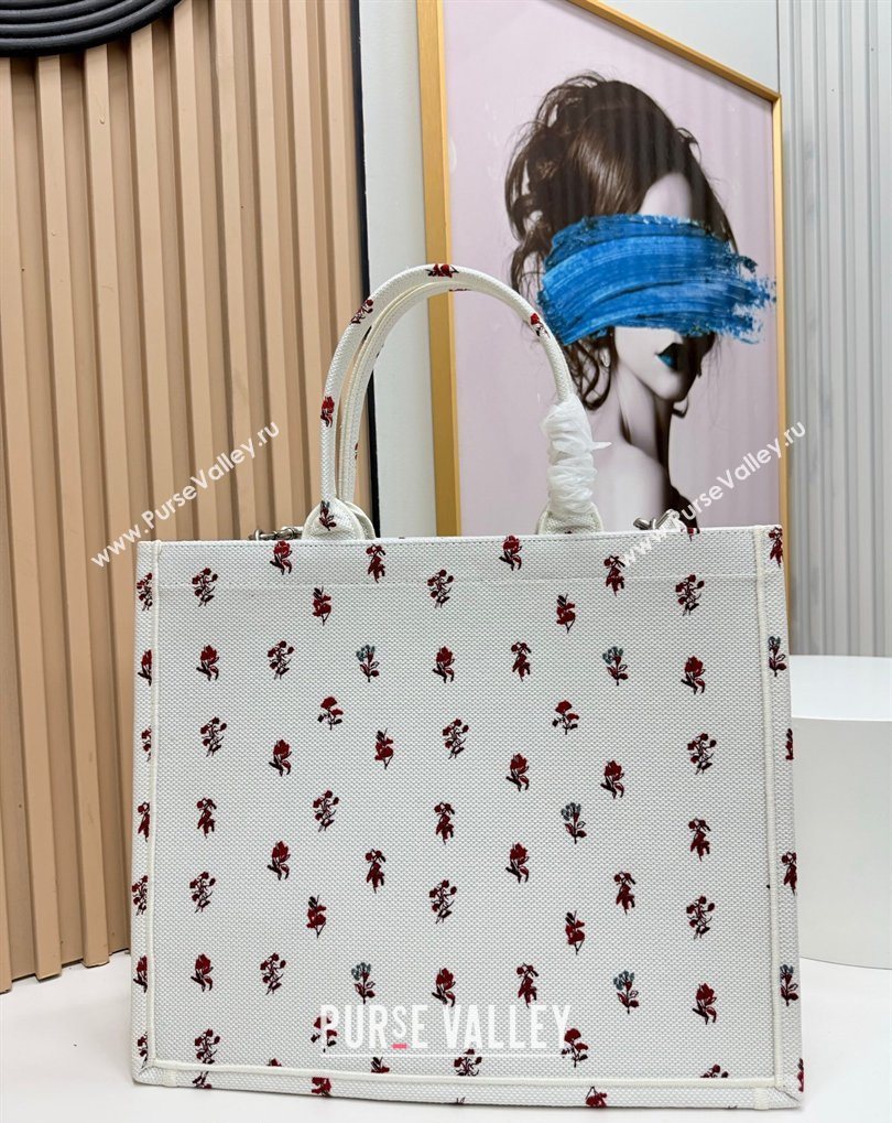 Dior Large Book Tote Bag in White Revolution Flowers Embroidery with Dior Medaillon 2026 8833 (BF-260408131)