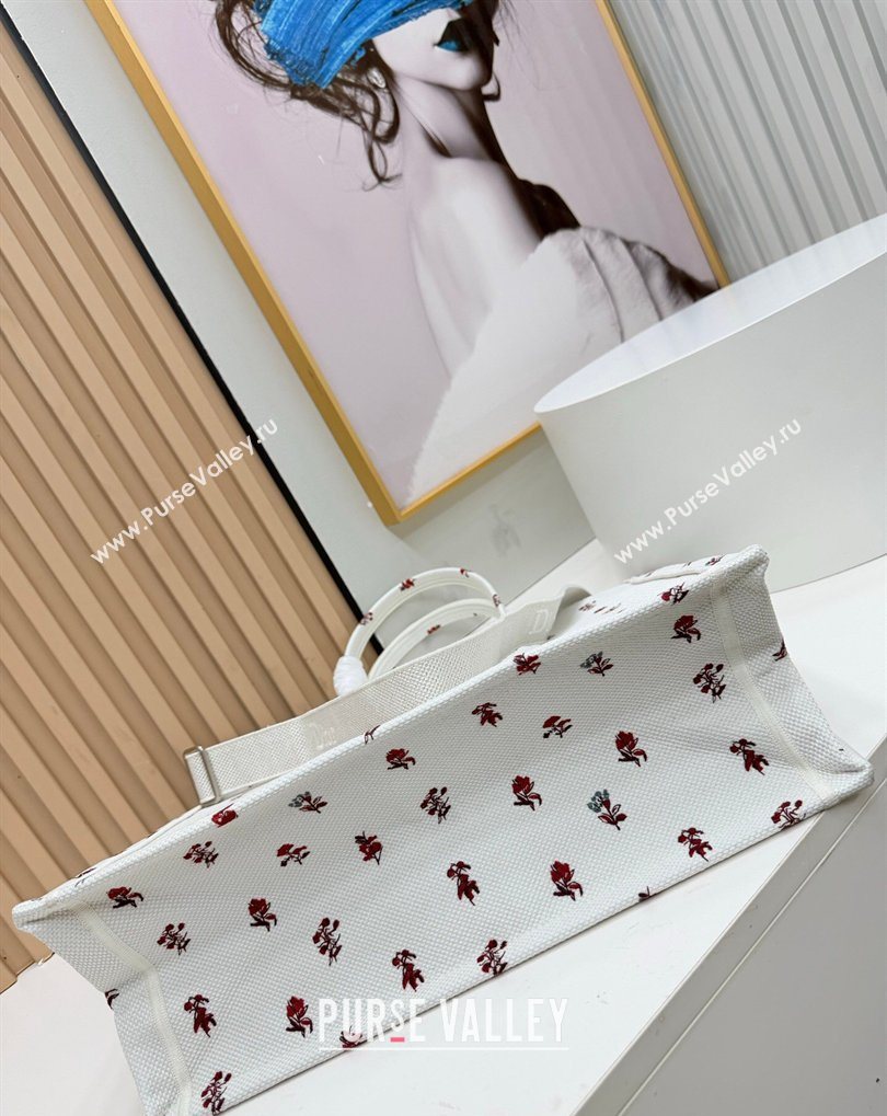 Dior Large Book Tote Bag in White Revolution Flowers Embroidery with Dior Medaillon 2026 8833 (BF-260408131)