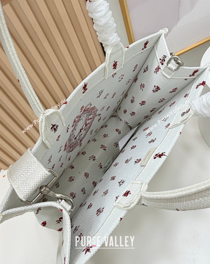 Dior Large Book Tote Bag in White Revolution Flowers Embroidery with Dior Medaillon 2026 8833 (BF-260408131)
