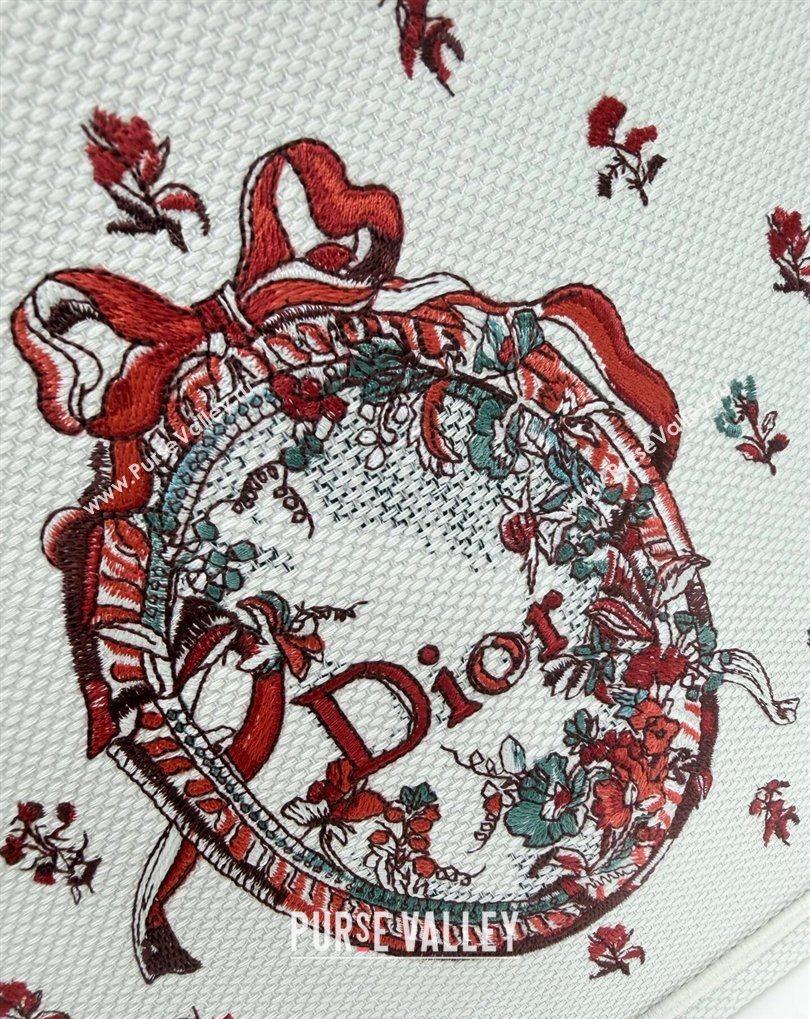 Dior Medium Book Tote Bag in White Revolution Flowers Embroidery with Dior Medaillon 2026 8834 (BF-260408132)